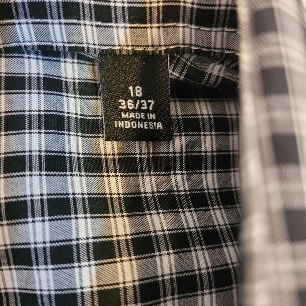 Shaquille O'Neal XLG Dress Shirt Mens 18 36/37 Black‎ White Tall Cooling Stretch - Picture 8 of 8